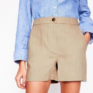 Boden Westbourne Oatmeal Tan Linen Shorts SZ 16/18